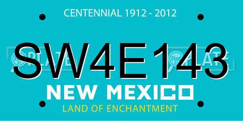 SW4E143 New Mexico License Plate