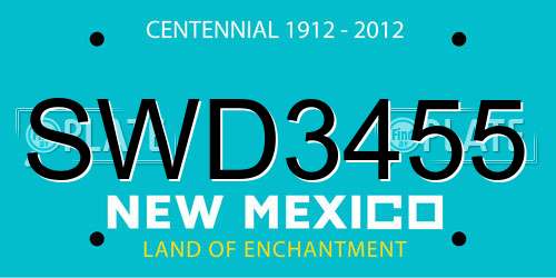 SWD3455 New Mexico License Plate