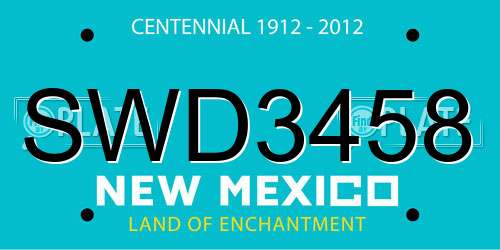 SWD3458 New Mexico License Plate