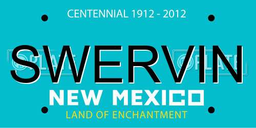 SWERVIN New Mexico License Plate