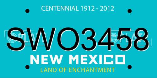 SWO3458 New Mexico License Plate