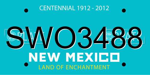 SWO3488 New Mexico License Plate