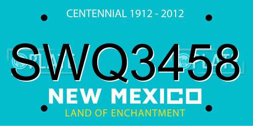 SWQ3458 New Mexico License Plate