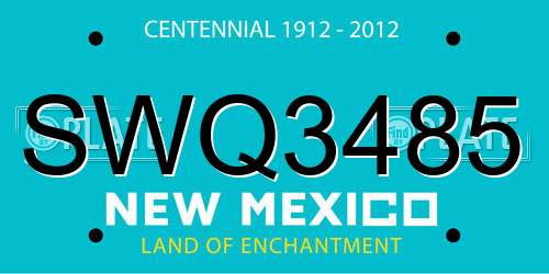 SWQ3485 New Mexico License Plate