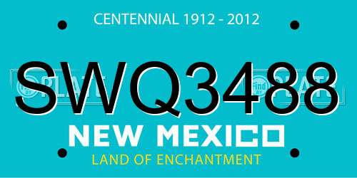 SWQ3488 New Mexico License Plate