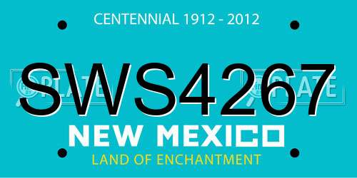 SWS4267 New Mexico License Plate