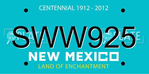SWW925 New Mexico License Plate