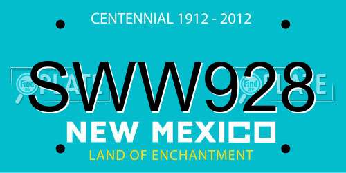 SWW928 New Mexico License Plate