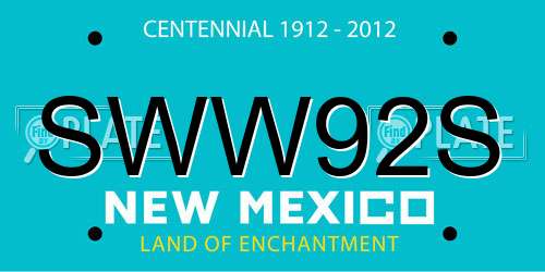 SWW92S New Mexico License Plate