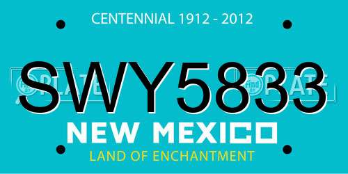 SWY5833 New Mexico License Plate