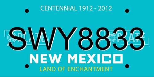SWY8833 New Mexico License Plate