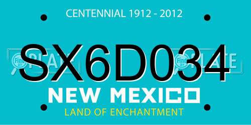 SX6D034 New Mexico License Plate