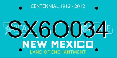SX6O034 New Mexico License Plate