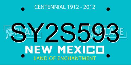 SY2S593 New Mexico License Plate