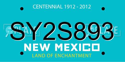 SY2S893 New Mexico License Plate