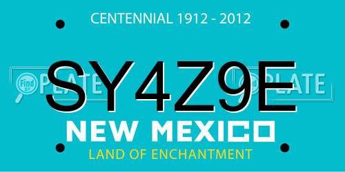 SY4Z9E New Mexico License Plate