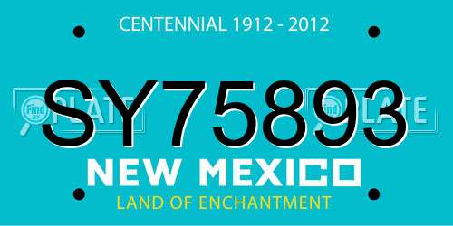 SY75893 New Mexico License Plate