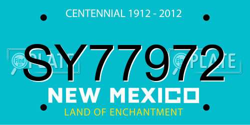 SY77972 New Mexico License Plate