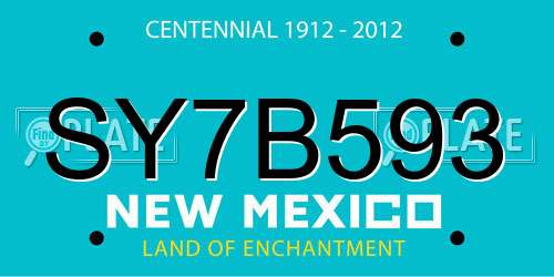 SY7B593 New Mexico License Plate