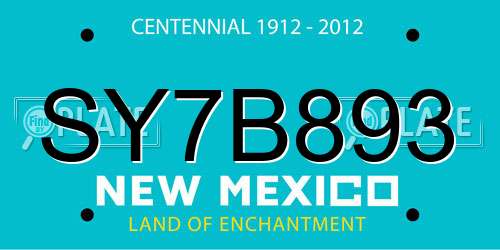SY7B893 New Mexico License Plate