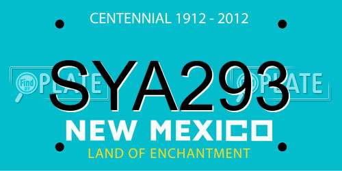 SYA293 New Mexico License Plate