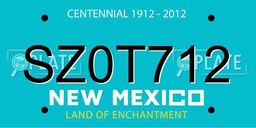 SZ0T712 New Mexico License Plate