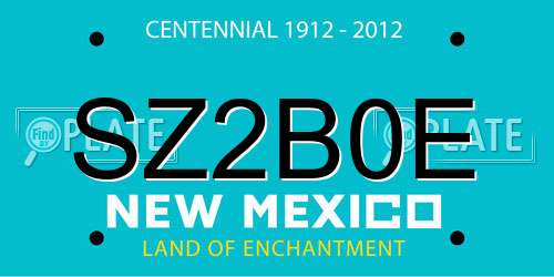 SZ2B0E New Mexico License Plate