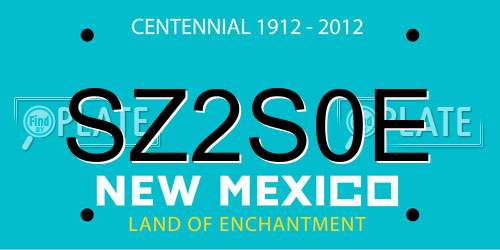SZ2S0E New Mexico License Plate