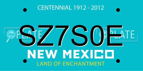 SZ7S0E New Mexico License Plate