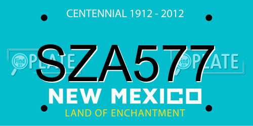 SZA577 New Mexico License Plate