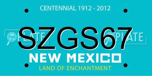 SZGS67 New Mexico License Plate