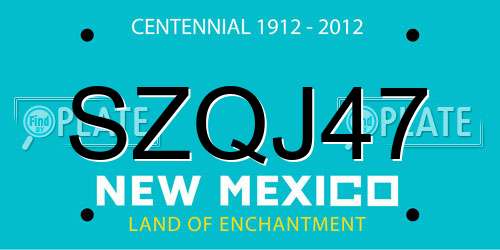 SZQJ47 New Mexico License Plate