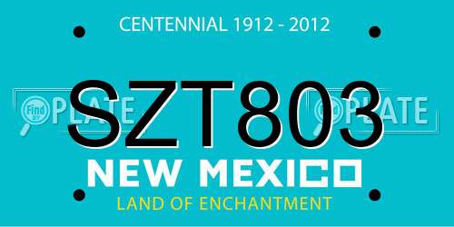 SZT803 New Mexico License Plate