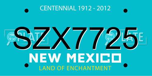 SZX7725 New Mexico License Plate