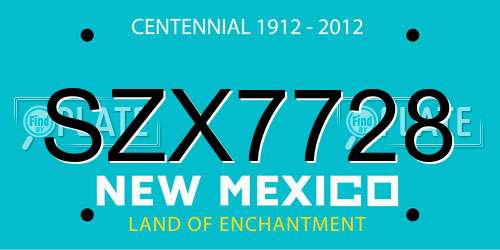SZX7728 New Mexico License Plate