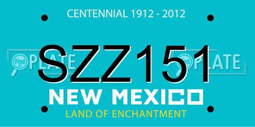 SZZ151 New Mexico License Plate