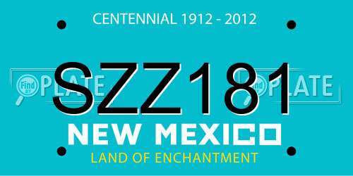 SZZ181 New Mexico License Plate