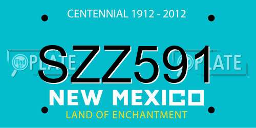 SZZ591 New Mexico License Plate