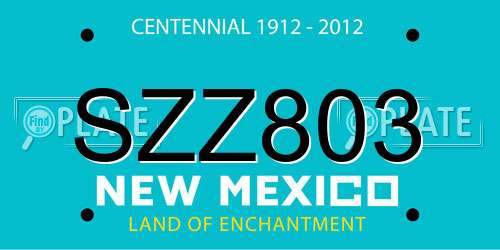 SZZ803 New Mexico License Plate