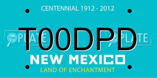 T00DPD New Mexico License Plate