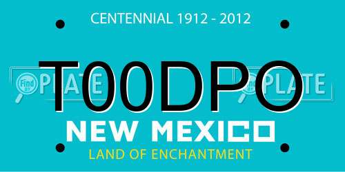 T00DPO New Mexico License Plate