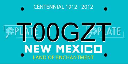 T00GZT New Mexico License Plate
