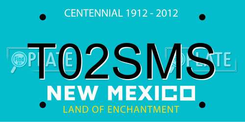 T02SMS New Mexico License Plate