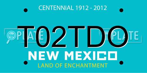 T02TDO New Mexico License Plate