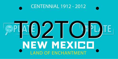T02TOD New Mexico License Plate