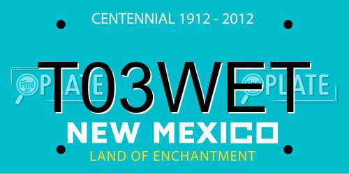 T03WET New Mexico License Plate