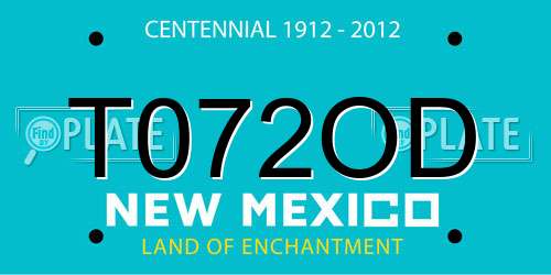 T072OD New Mexico License Plate