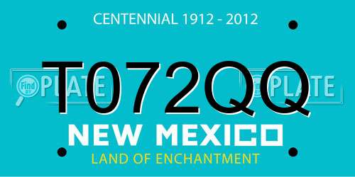 T072QQ New Mexico License Plate