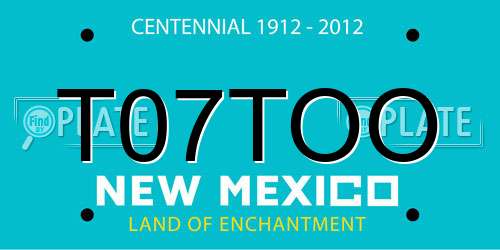 T07TOO New Mexico License Plate