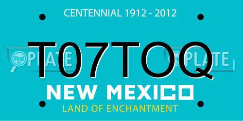 T07TOQ New Mexico License Plate